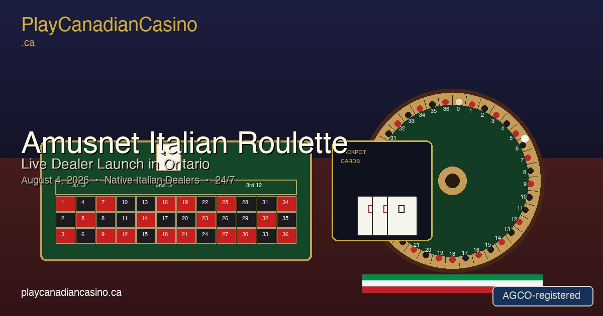 Amusnet Rolls Out Italian Roulette in Ontario — Live Dealer Launch on August 4 With Native Italian Dealers and Jackpot Cards Bonus